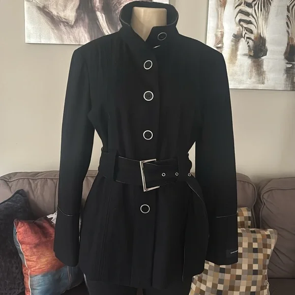 Jones New York Trench Coat Peplum Wool Blend size 12 - Picture 3 of 9